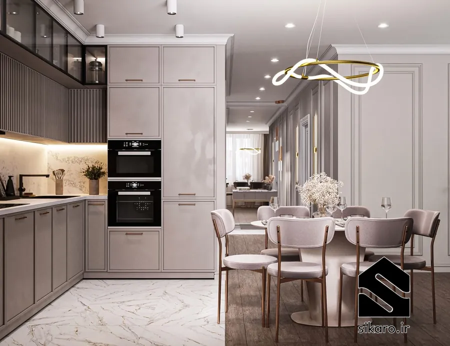 کابینت نئوکلاسیک مدرن با کف سنگی 