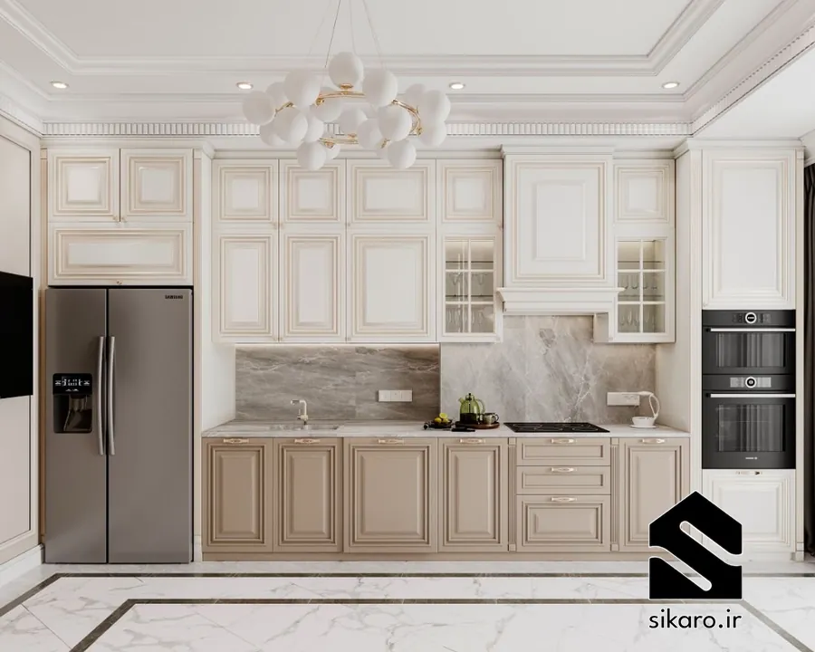 کابینت نئوکلاسیک با قاب های برجسته