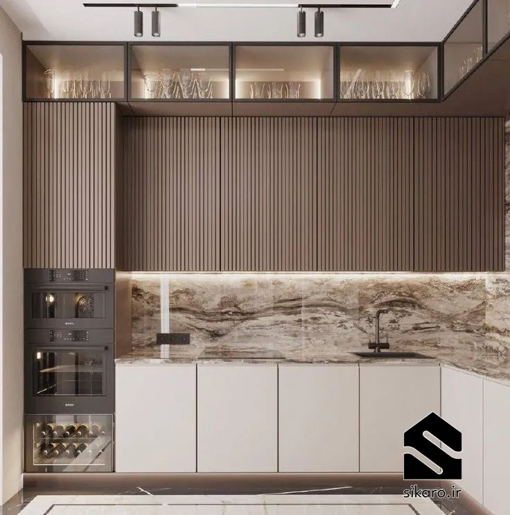 کابینت نئوکلاسیک با دیوارپوش سنگی