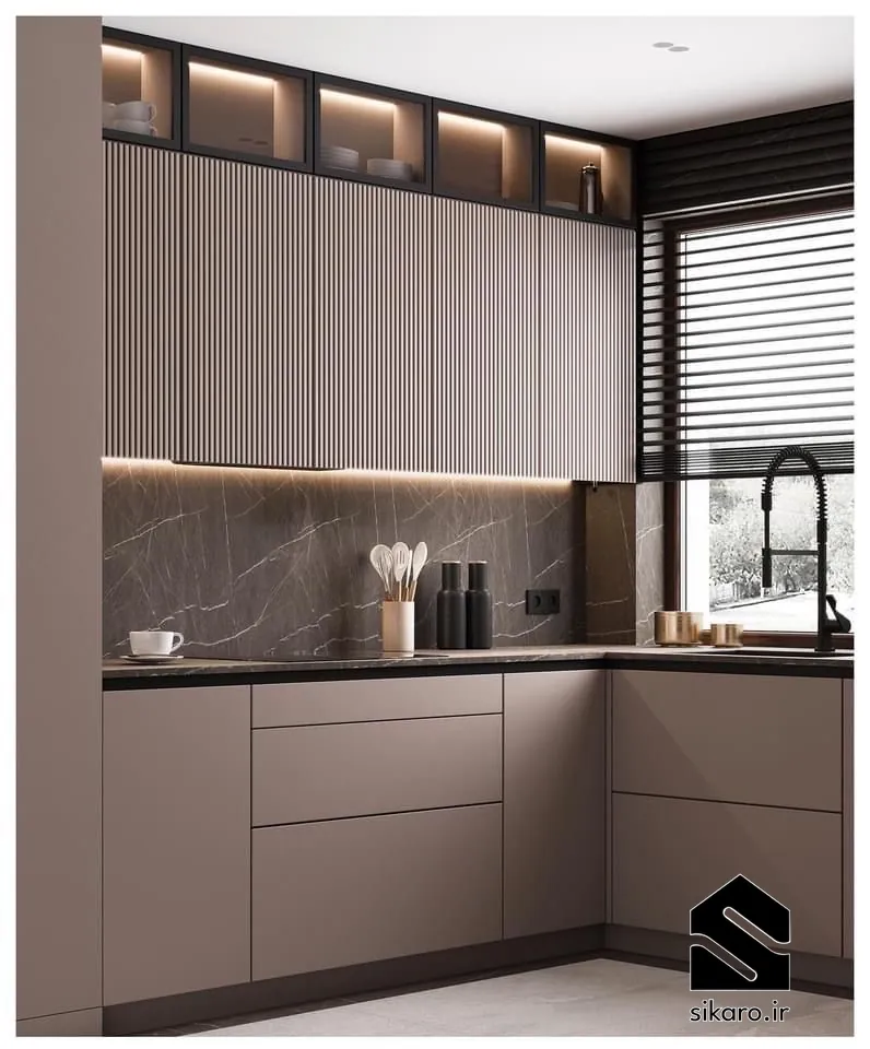 کابینت نئوکلاسیک طوسی روشن