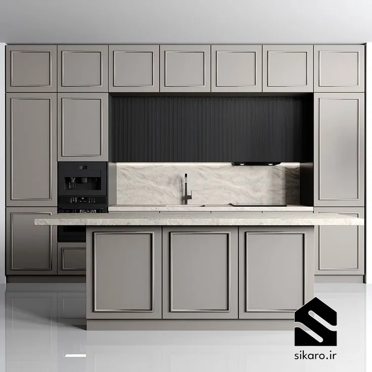 طراحی کابینت نئوکلاسیک خاکی