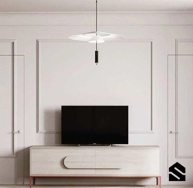 تی وی وال سفید با اشکال هندسی