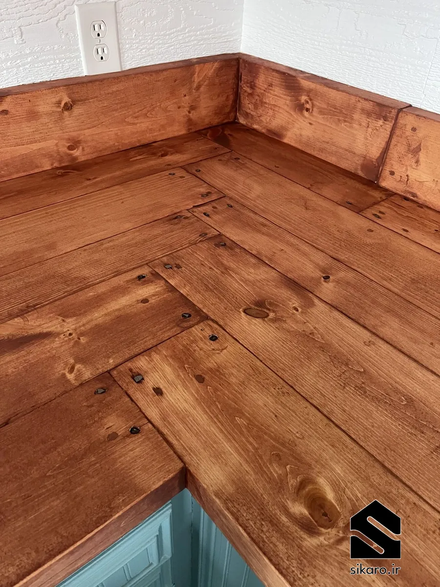 کابینت با صفحه ضخیم و رنگ عسلی