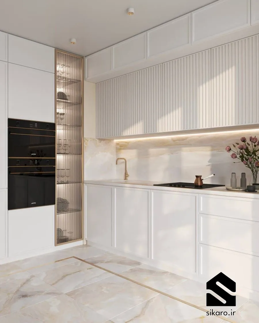 کابینت مدرن با طرح شیاردار