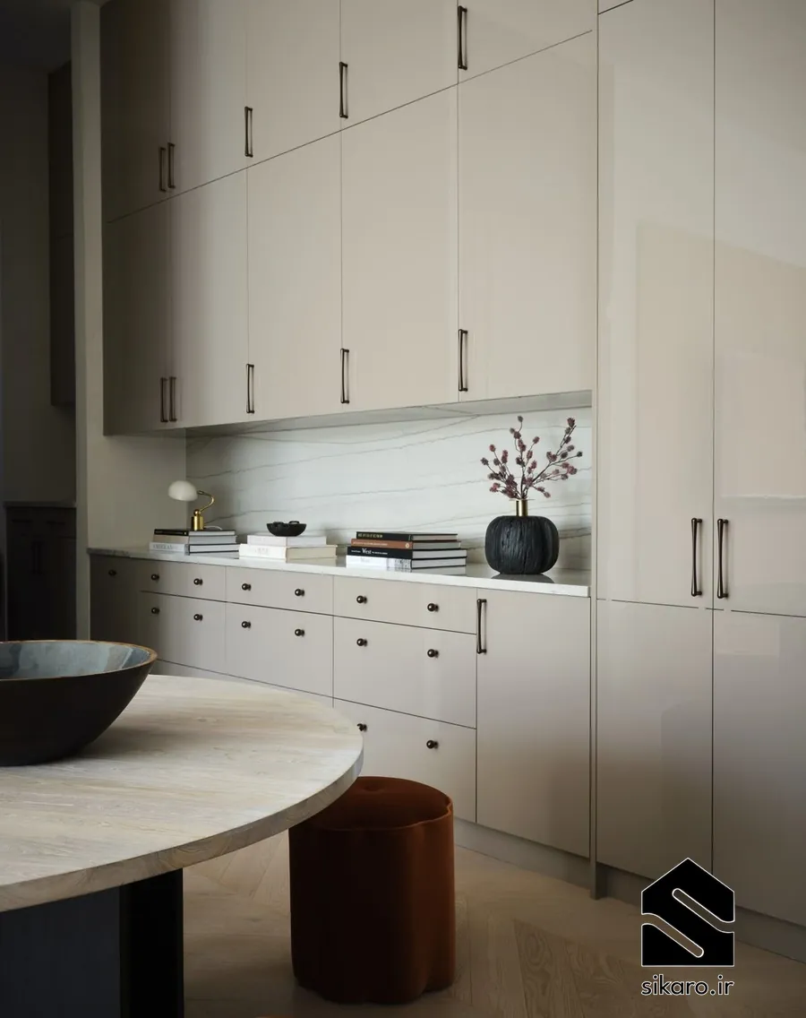 کابینت کرم مدرن با خطوط یکدست