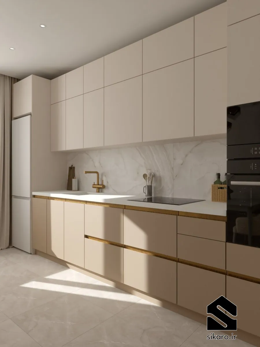 کابینت کرم مدرن با نور طبیعی