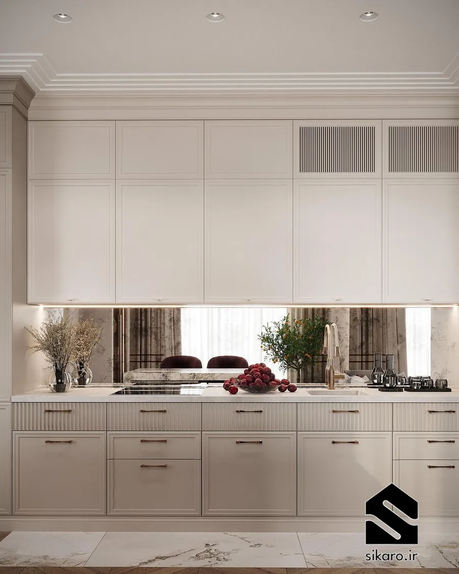 کابینت مدرن کرم با تجهیزات مخفی