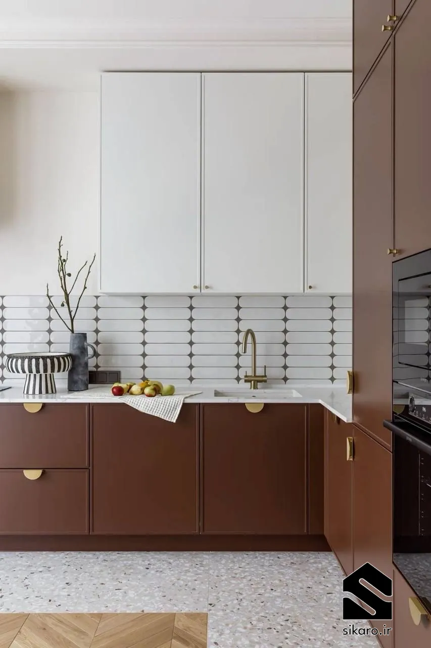 کابینت مدرن سفید و قهوه ای