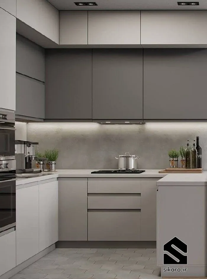 طراحی مینیمال کابینت مدرن با خطوط صاف