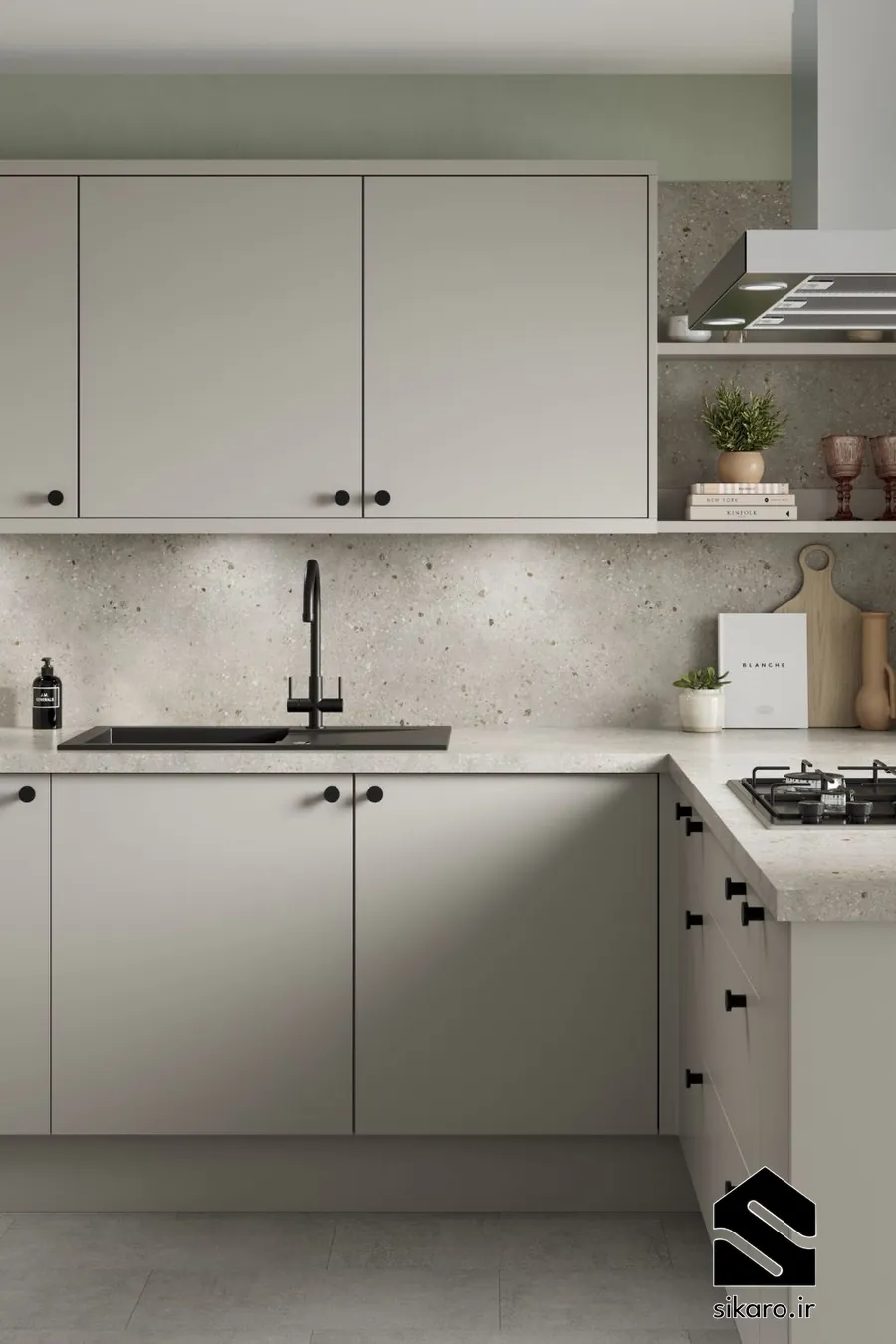 کابینت مدرن با عمق کم و رنگ روشن