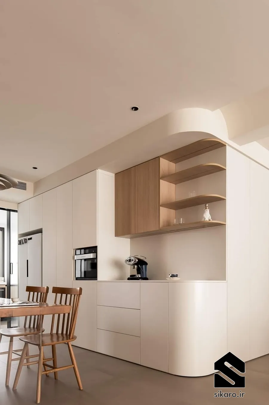 کابینت شیری با طراحی منحنی سفارشی
